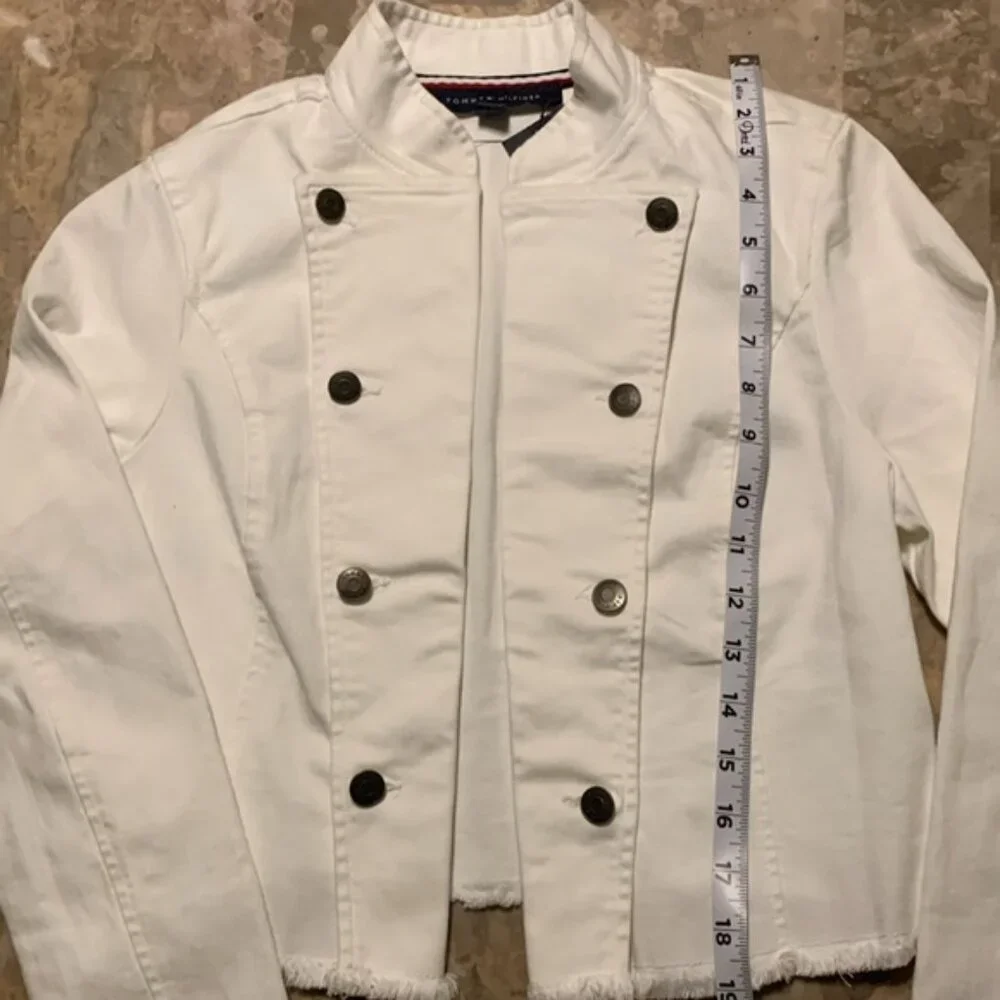 Tommy Hilfiger White Jean Jacket Cropped Design - Picture 3 of 10